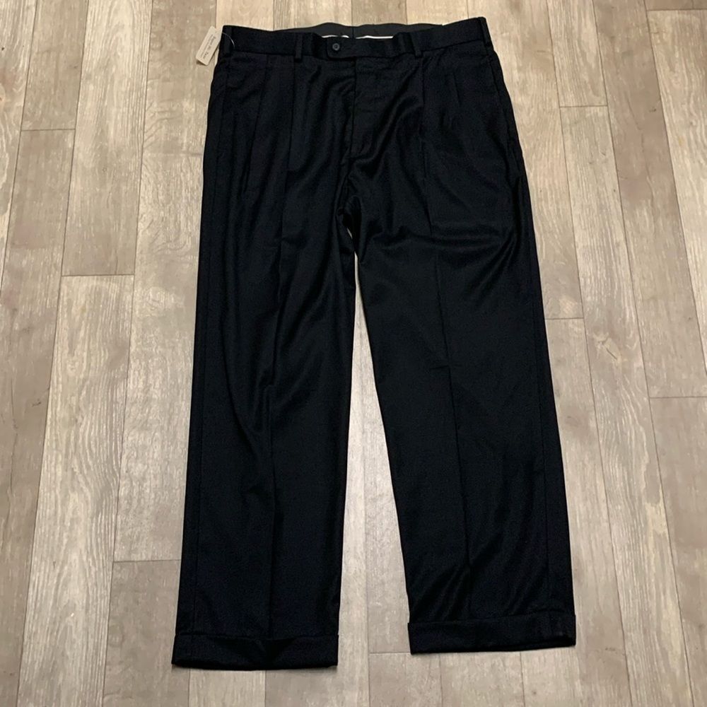 Mens NWT Covington Cool Ply 100’s‎ Black Pleated Dress Casual Slacks Pants